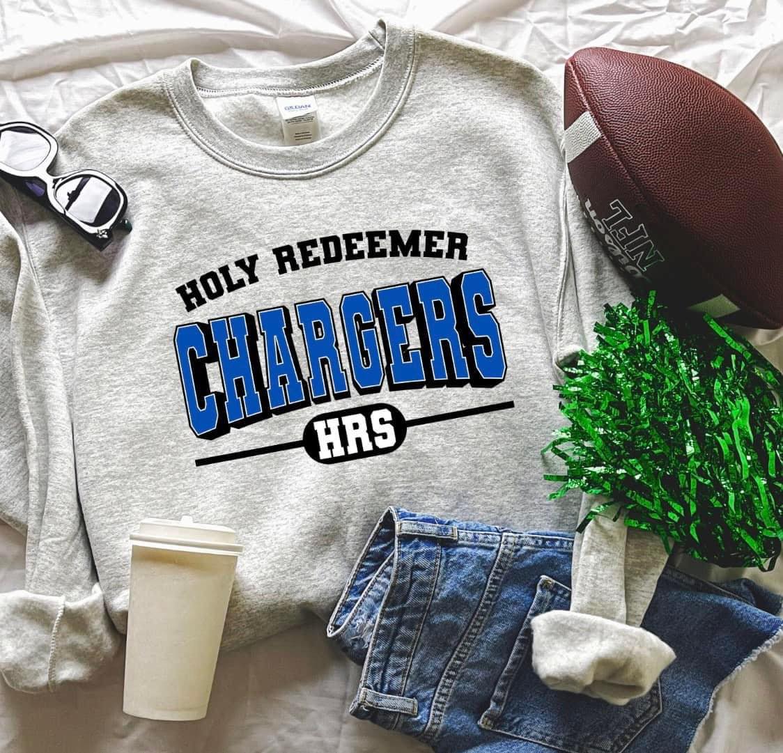 HRS Chargers Blue crewneck sweatshirt Holy Redeeemer