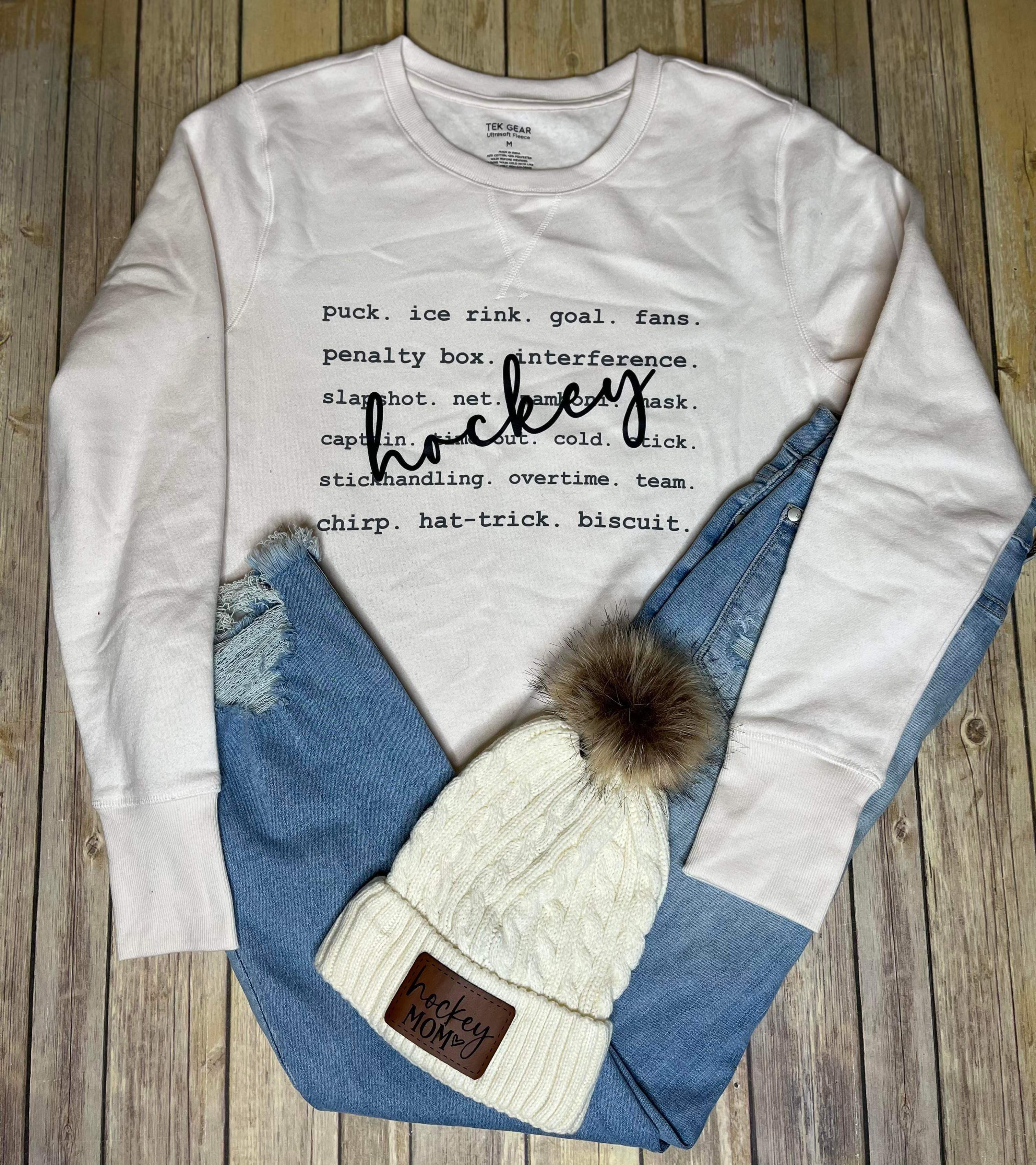 Hockey typography crewneck sweatshirt