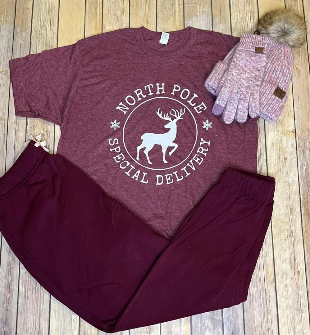 Burgandy Fleece Joggers